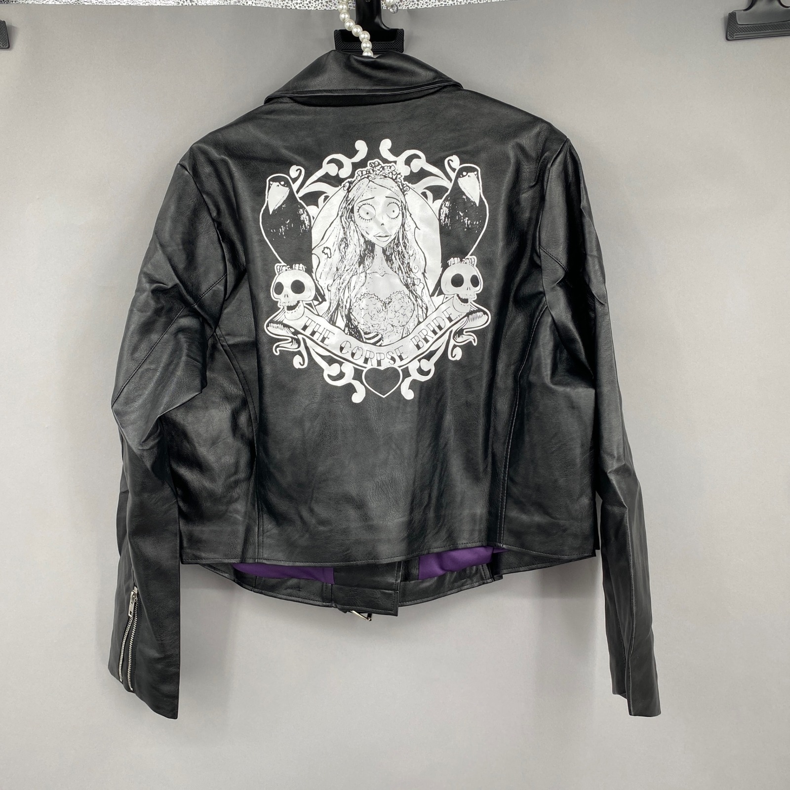 Unique Vintage X Corpse Bride Moto Jacket Womens 2x 18 Faux Leather Black Goth — image 8 of 8